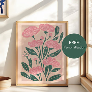 Japanese style pink flowers art