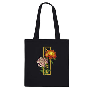 Chrysanthemum Nature Black Tote Bag