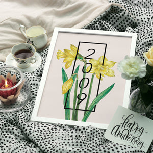 Personalised Daffodil Botanical Flower Print