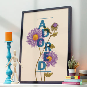 Personalised Aster Flower Botanical Print