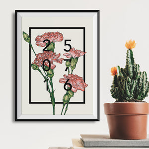 Personalised Carnations Botanical Flower Art Print