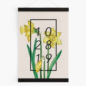 Personalised Date Daffodil Botanical Flower Print