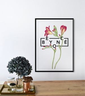 Personalised Freesia Botanical Flowers Print