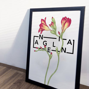 Personalised Freesia Botanical Flowers Print