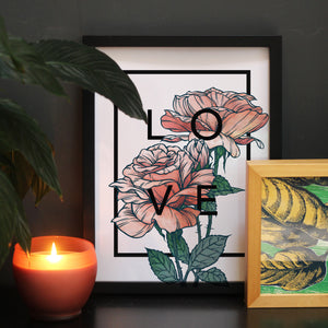 Personalised Rose Botanical Flower Print