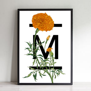 M For Marigold Flowers Art Print