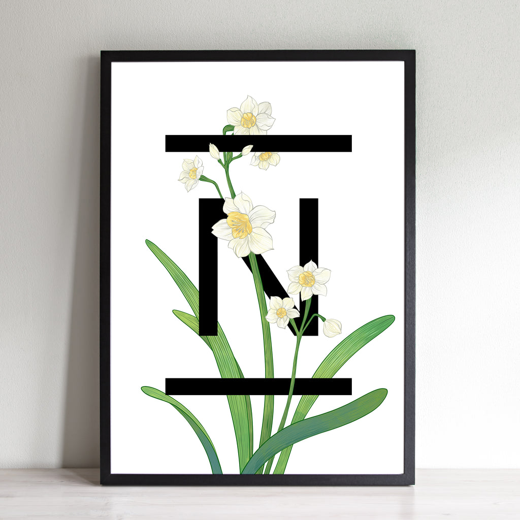 N For Narcissus Flowers Art Print