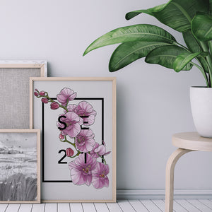 Personalised Orchid Botanical Flower Print