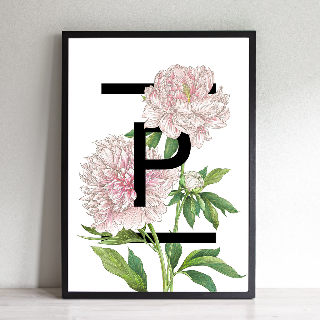 P For Peony Flowers Art Print