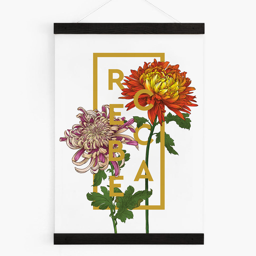 Personalised Chrysanthemum Flower Botanical Print