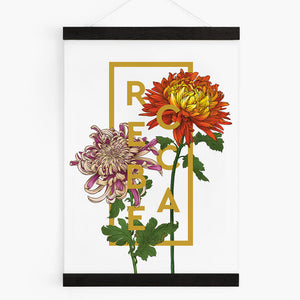 Personalised Chrysanthemum Flower Botanical Print