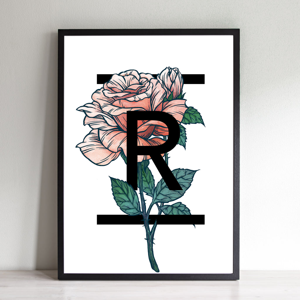 R For Rose Flowers Art Print