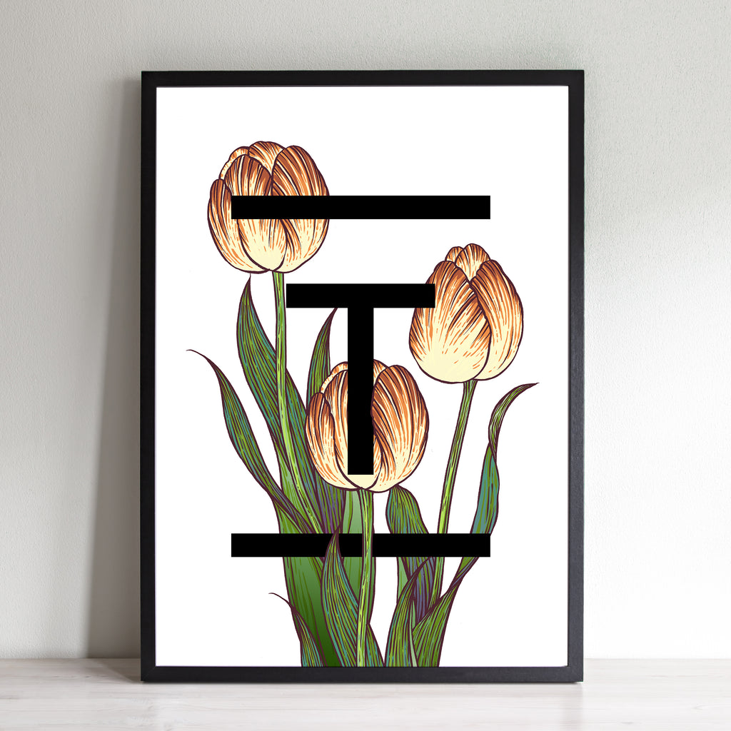 T For Tulip Flowers Art Print