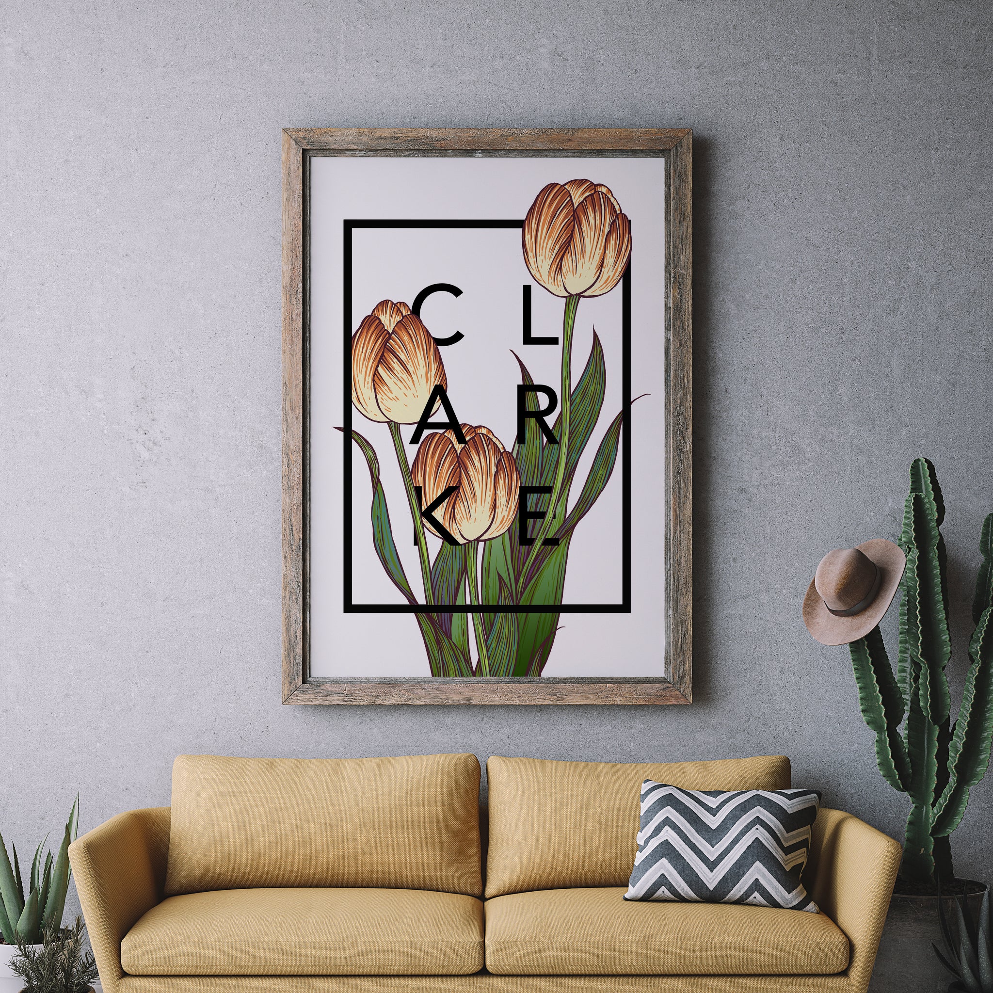 Personalised Tulips Botanical Flower Print