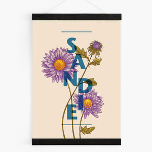 Personalised Aster Flower Botanical Print