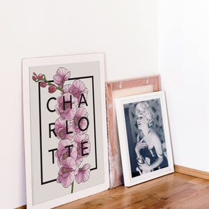 Personalised Orchid Botanical Flower Print