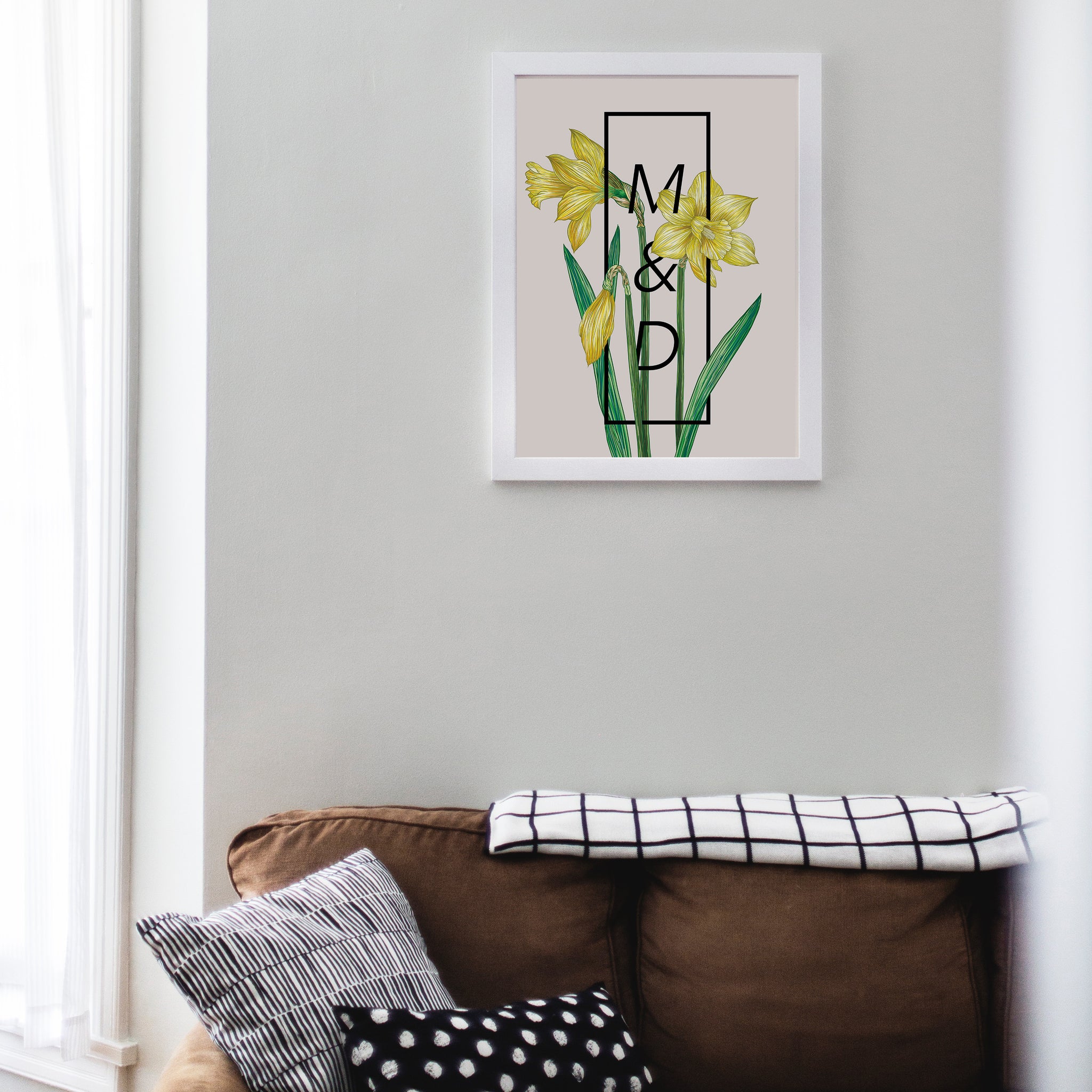 Personalised Daffodil Botanical Flower Print