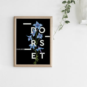 Personalised Larkspur Botanical Flower Art Print