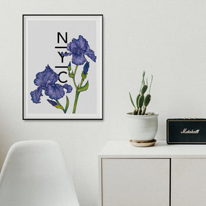 Personalised Iris Botanical Flowers Art Print