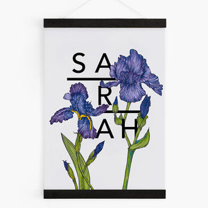 Personalised Iris Botanical Flowers Art Print