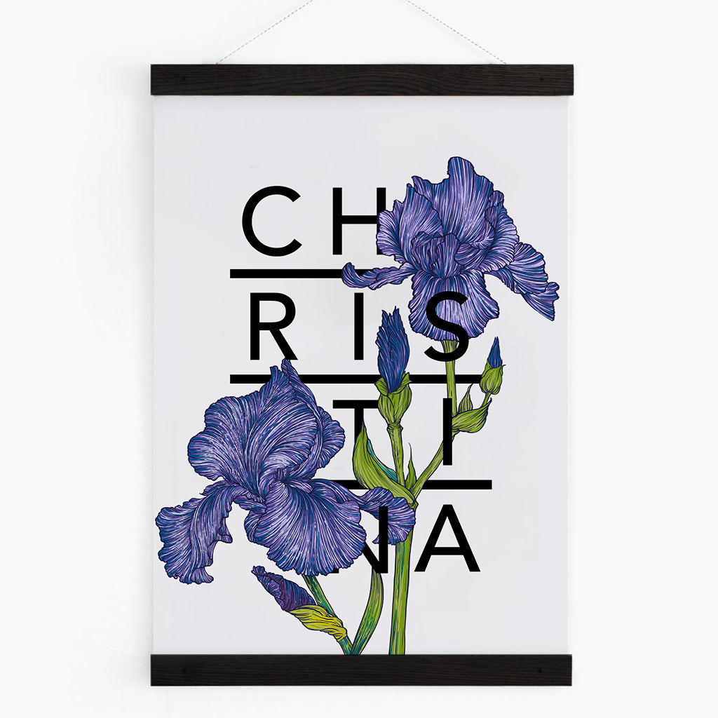 Personalised Iris Botanical Flowers Art Print
