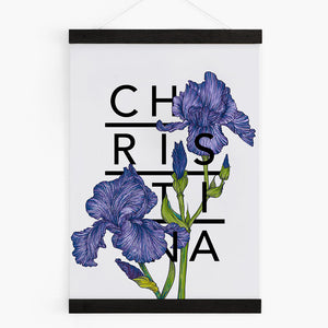 Personalised Iris Botanical Flowers Art Print