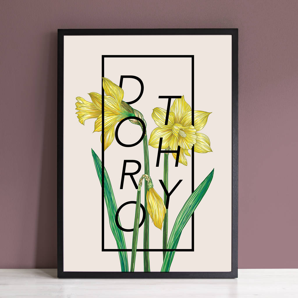 Personalised Daffodil Botanical Flower Print