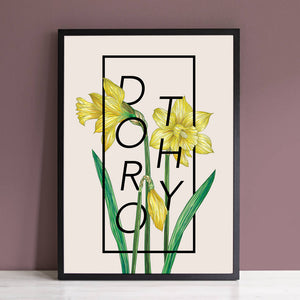 Personalised Daffodil Botanical Flower Print