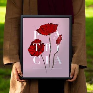 Personalised Poppy Botanical Flower Art Print