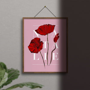 Personalised Poppy Botanical Flower Art Print